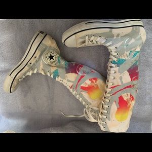 Converse multi colored high tops with zipper